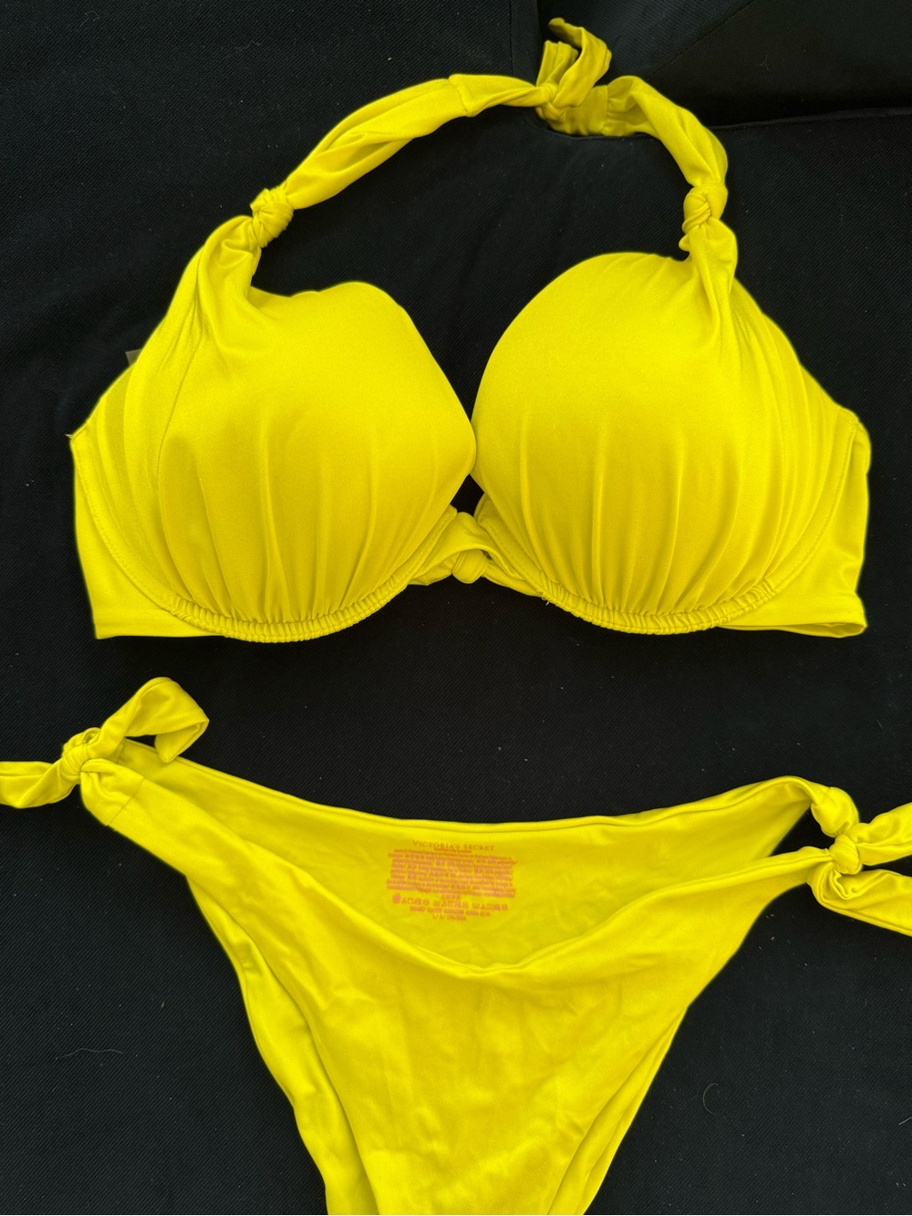Victoria Secret neon Yellow Tie Bikini Set